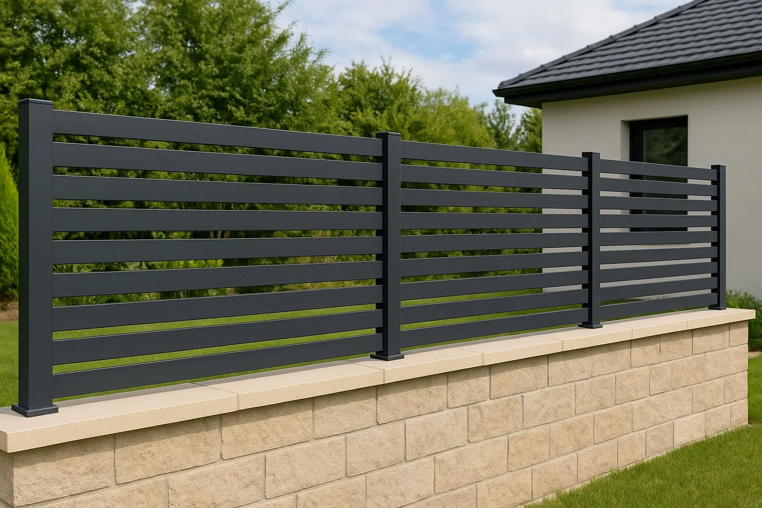 Clôture sur muret , vente et pose sur Chateaugiron, Domloup, Rennes et le departement 35