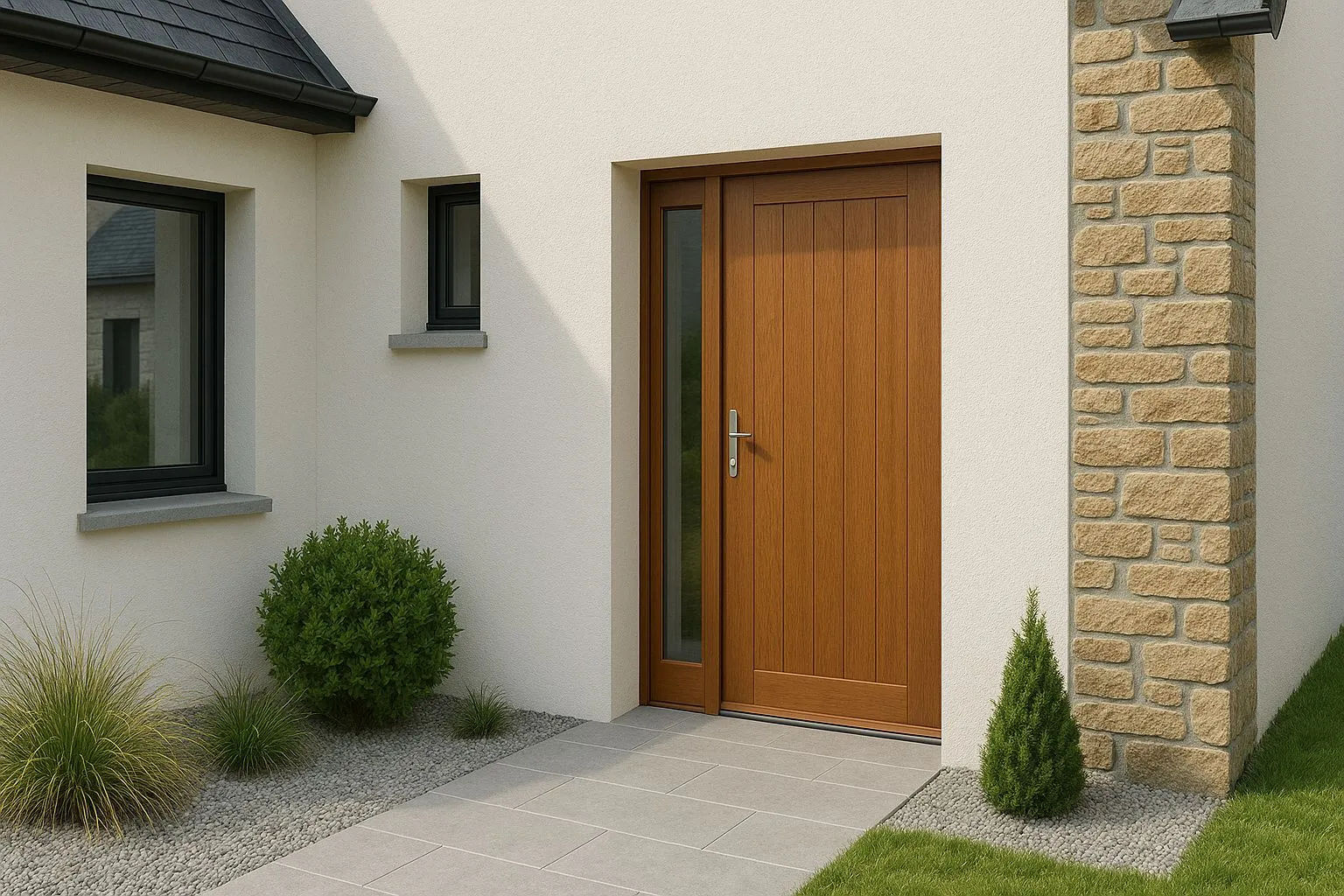 Vente et pose de Porte d'entrée en bois sur Châteaugiron, Domloup, Rennes et sur le département d'Ille et Vilaine